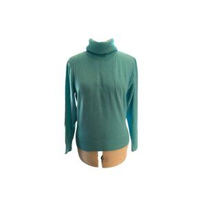 Vintage Gotham Teal Acrylic Turtleneck Sweater USA Union Made Women's Large